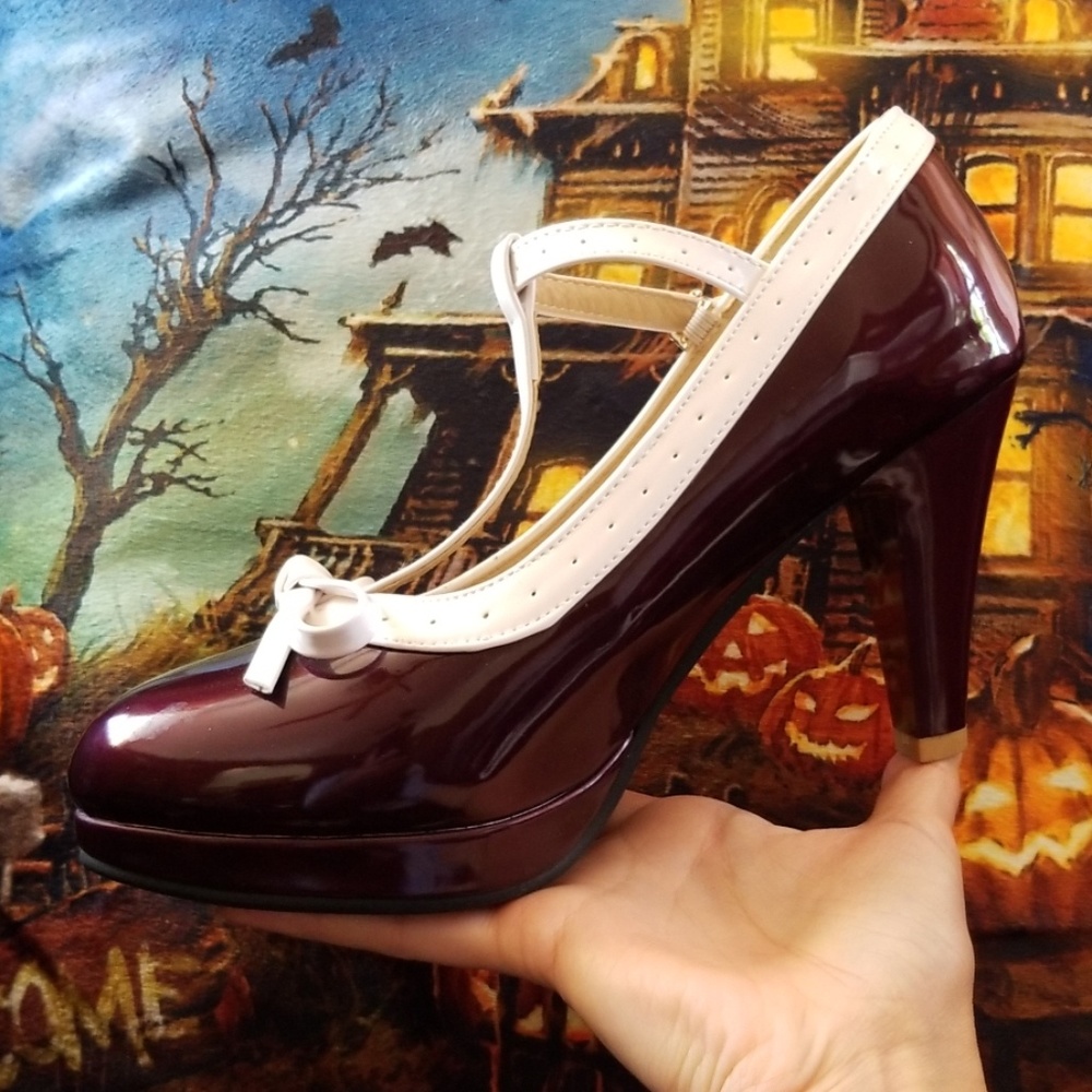 Retro Burgundy heels - Picture 4 of 8